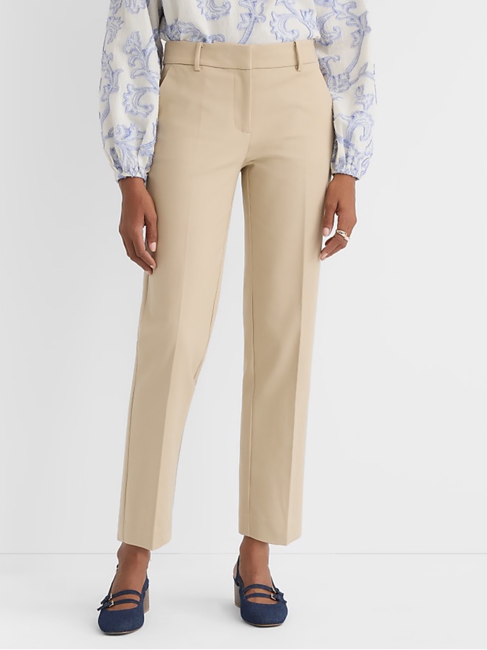 LOFT Beige Straight-Leg Dress Trousers